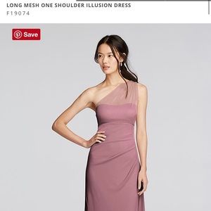 David’s bridal one shoulder dress in quartz.